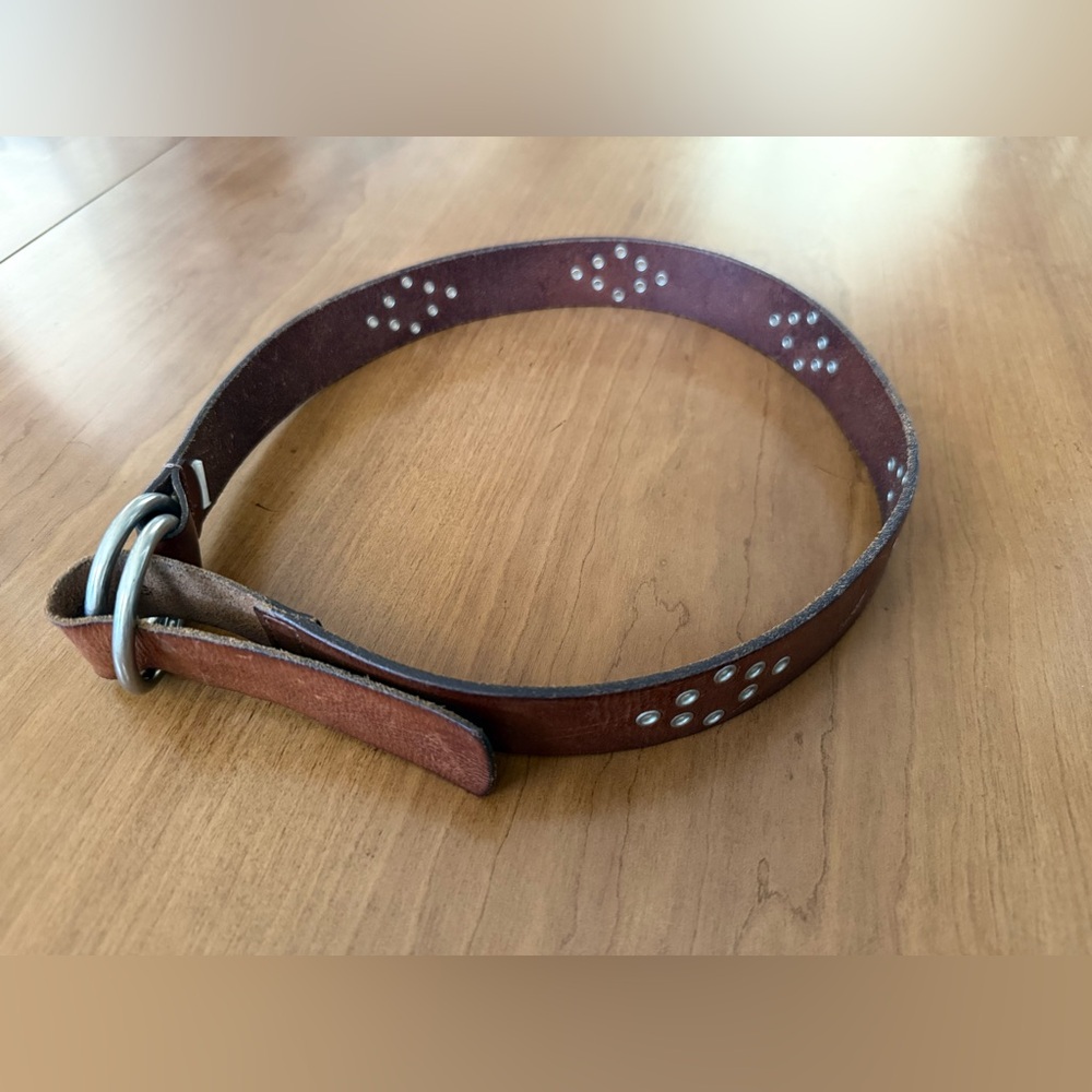 VTG Abercrombie & Fitch BROWN GENUINE LEATHER 1 3/8" Wd EYELET CASUAL BELT S - Picture 8 of 16